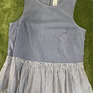 Time and Tru Navy Pinstripe Ruffle Dress Blouse Dress🩵